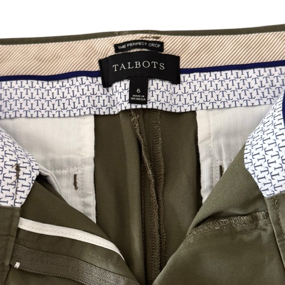 New Talbots Size 6 The Perfect Crop Avocado Green Stretch Pants Cotton/Spandex - Picture 4 of 5